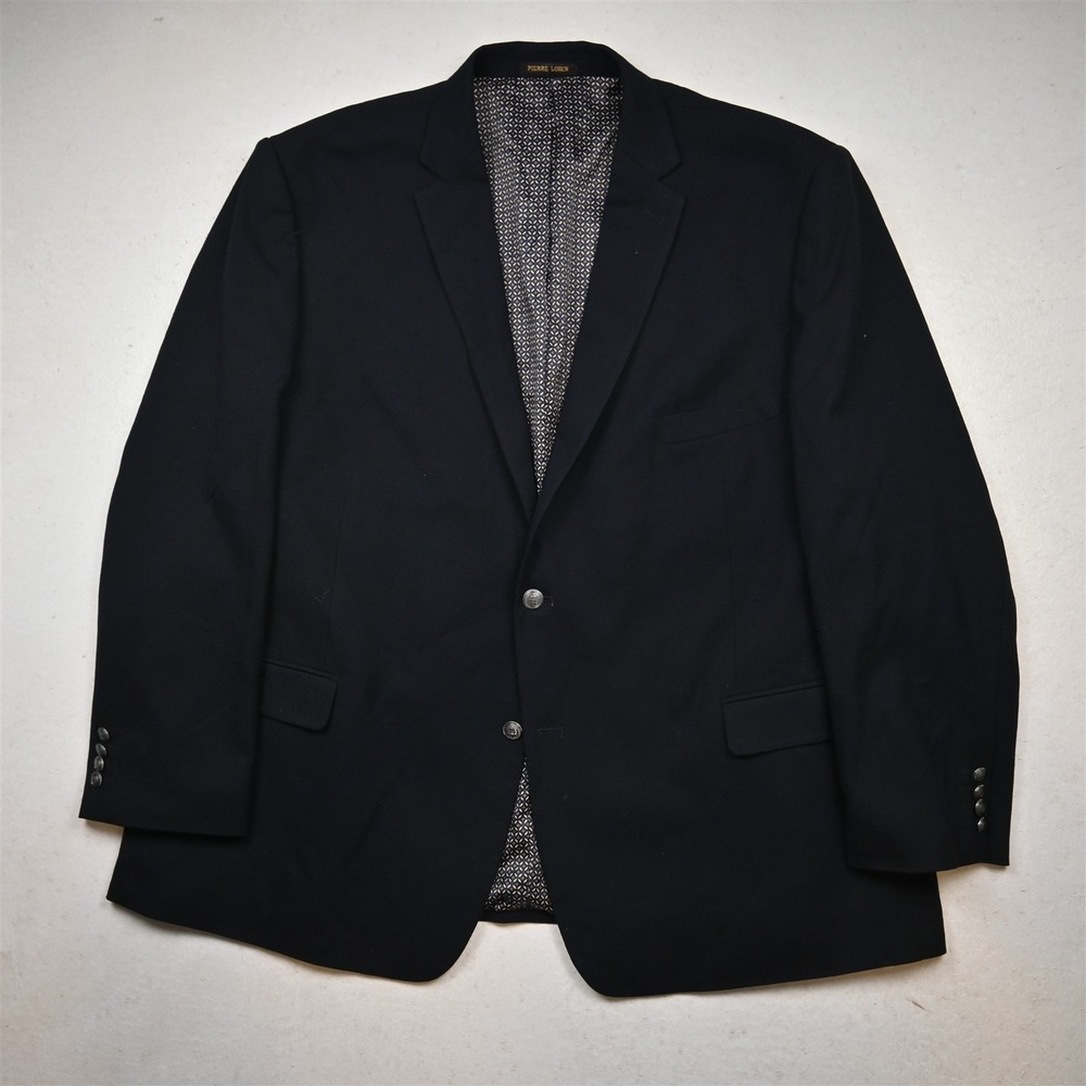 Pierre Loren 54R Navy Blue Hopsack Silver Button Steven Blazer Jacket Sport Coat